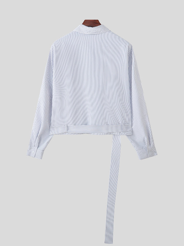 Men's Striped Tie Long Sleeve Shirt SKUL26217