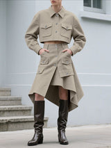 Men's Deconstructed Casual Cropped Two Pieces Outfit SKUL35341