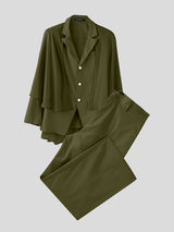 Men's Sheer Cape Patchwork Casual Two Pieces Outfit SKUL25765