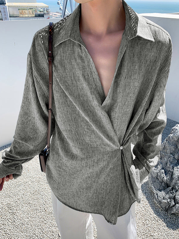 Men's Deconstructed Loose Irregular Long Sleeve Shirt SKUL37748