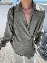 Men's Deconstructed Loose Irregular Long Sleeve Shirt SKUL37748