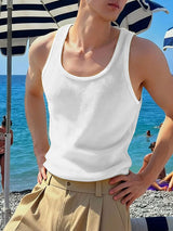 Men's Solid Color Plush Casual Tank SKUL42466