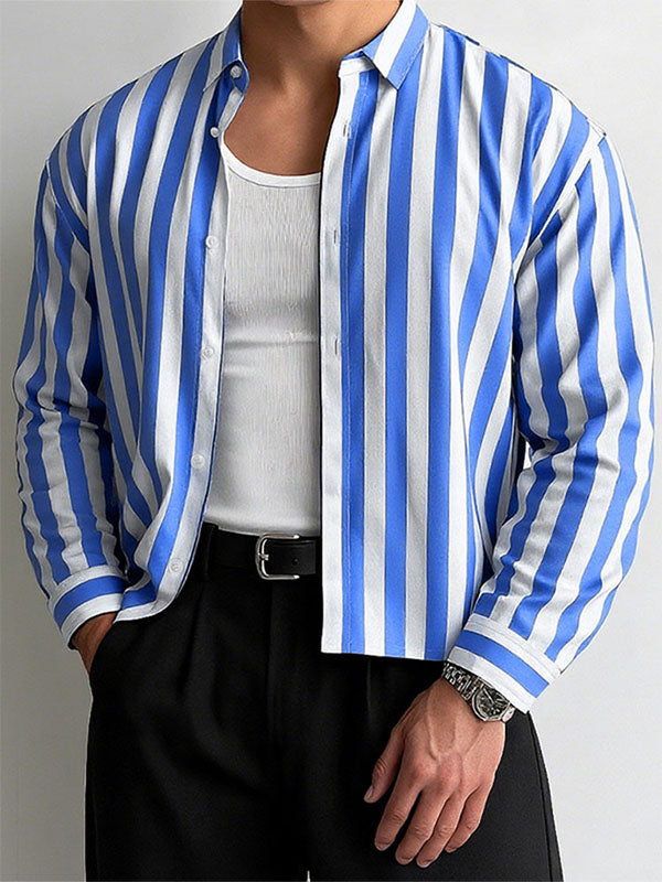Men's Striped Casual Long Sleeve Shirt SKUL27335