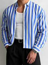 Men's Striped Casual Long Sleeve Shirt SKUL27335
