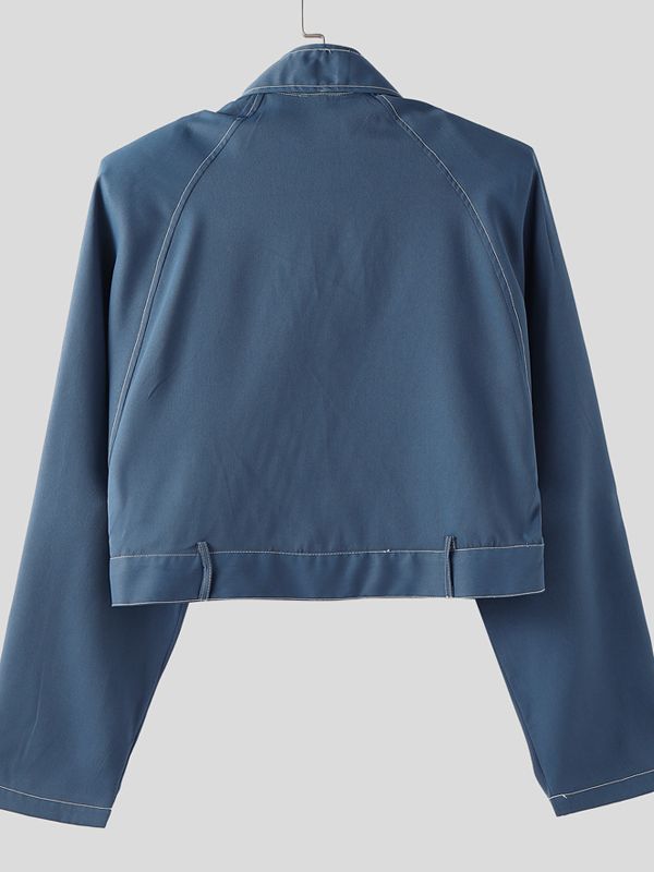 Men's Deconstructed Contrast Stitch Long Sleeve Jacket SKUL32849