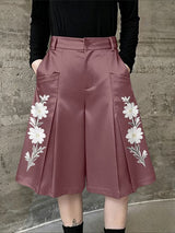 Men's Floral Embroidered Glossy High Waist Short SKUL46155