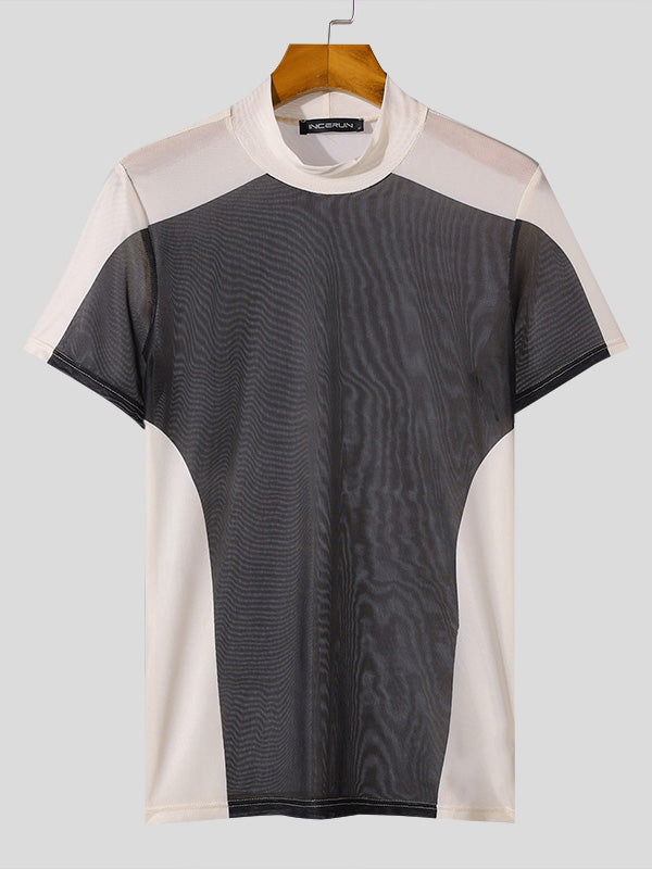 Mens Stretch Mesh Sheer Short-Sleeve T-Shirt SKUK68178