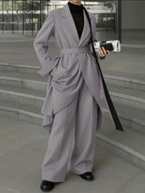 Men's Solid Color Long Hem Tie Two Pieces Outfit SKUL32861