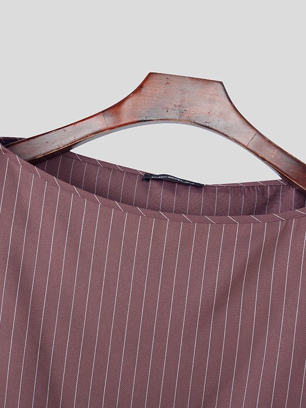 Men's Striped One-Shoulder Two Pieces Outfit SKUL35006