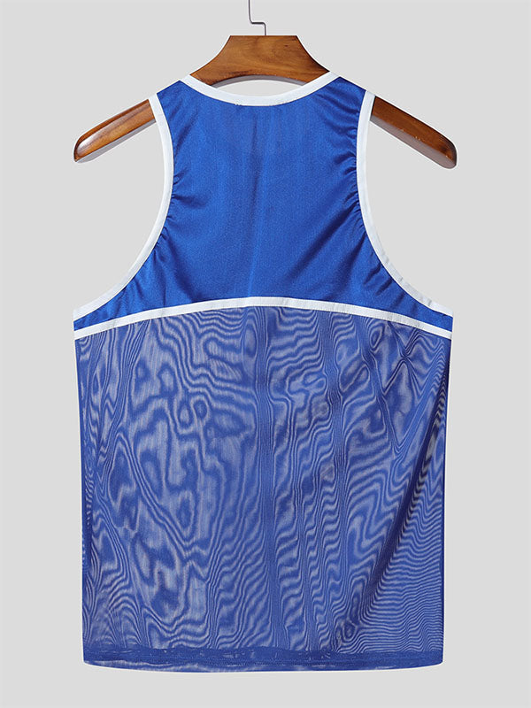 Men's Sheer Mesh Patchwork Tank SKUL22228