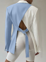 Men's Back Hollow Color Block Casual Long Sleeve Blazer SKUL39014