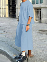 Mens Solid Color Casual Two Pieces Outfit SKUL08518