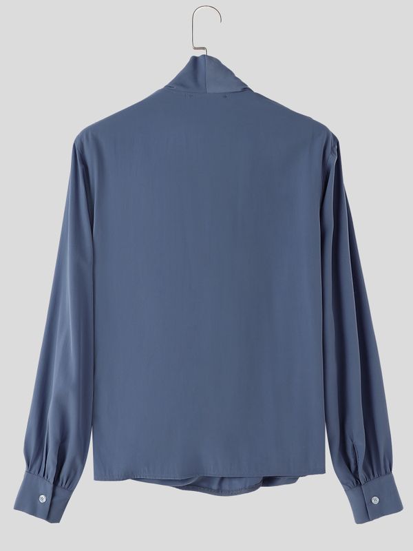 Men's Retro Criss Cross Wrap Front Ruched Drape Long Sleeve Plunging V-Neck T-shirt SKUL82418