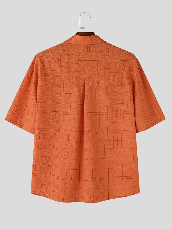 Men's Casual Distressed Grid Texture Flap Pocket Shirt SKUL63130