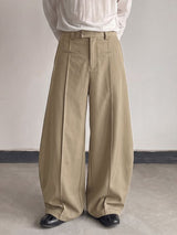 Men's Clean-Fit Casual Daily Commute Pin-Tuck Seam Welt Pocket Wide-Leg Pant SKUL85943