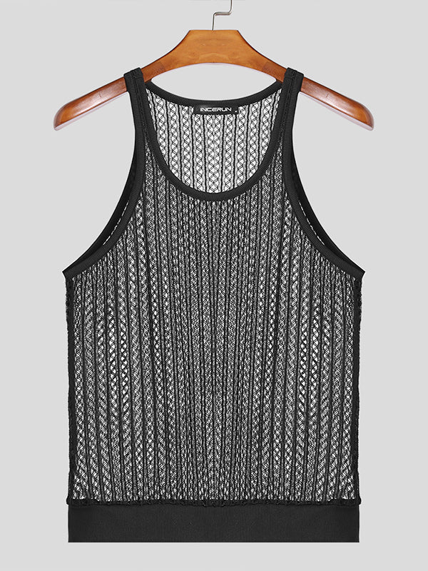 Mens Mesh Hollow Out Sleeveless Vest SKUK48534