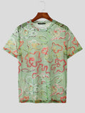 Mens Abstract Graffiti Print See Through T-Shirt SKUK14266
