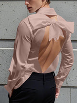 Mens Bow Tie Detail Backless Long Sleeve Shirt SKUK95721