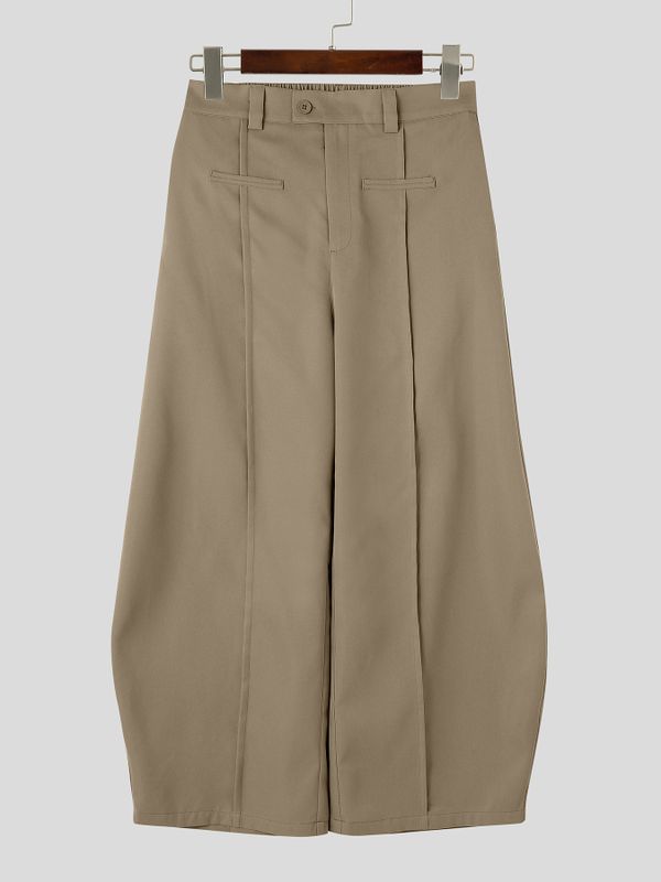 Men's Clean-Fit Casual Daily Commute Pin-Tuck Seam Welt Pocket Wide-Leg Pant SKUL85943