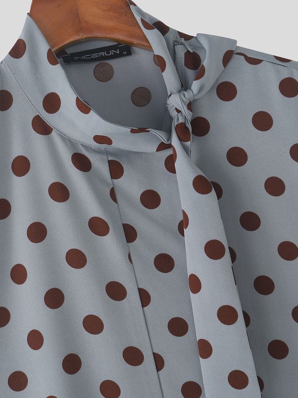 Men's Avant-Garde Polka Dot Print Halter Bow-Tie Neck Tank SKUL67069