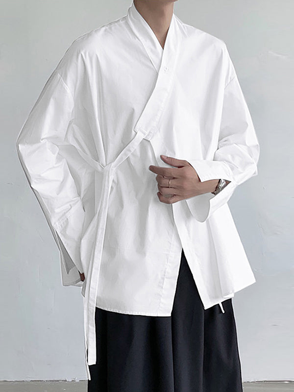 Mens Solid Tie Side Long Sleeve Kimono SKUK43021