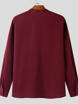 Men's Solid Color Stand Collar Long Sleeve Shirt SKUL49918