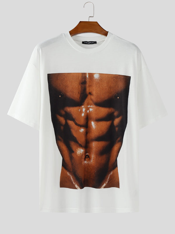 Men's Muscle Print Crew Neck Short Sleeve T-Shirt SKUL18648