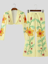 Men's Floral Print Cropped Two Pieces Outfit SKUL36337