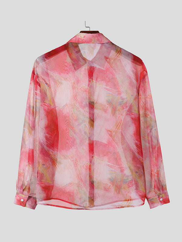 Mens Multicolor Tie-Dye Long Sleeve Shirt SKUK73678