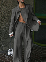 Men's Deconstructed Solid Color Two Pieces Outfit SKUL35099