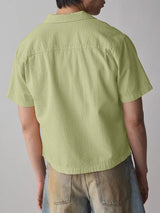 Mens Solid Color Textured Short-Sleeve Shirt SKUL11804