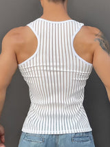 Mens Striped Sheer Casual Tank SKUL15389