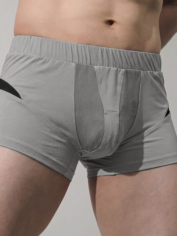 Men's Avant-Garde Techwear Mesh Patchwork Fitted Gym Boxer Short SKUL72509