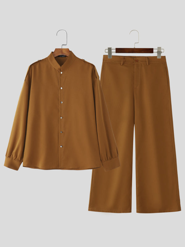 Men's Solid Color Casual Two Pieces Outfit SKUL27271