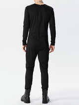 Mens Mesh Patchwork Long Sleeve Jumpsuit SKUK39070