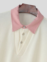 Men's Solid Color Striped Turn Down Collar Long Sleeve Shirt SKUL43649