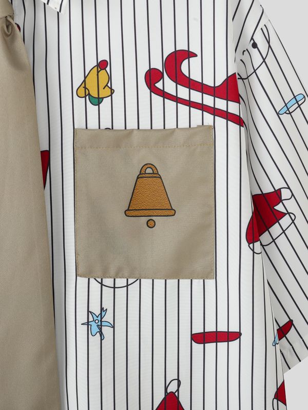 Men's Christmas Print Striped Tie Half Sleeve Shirt SKUL31820