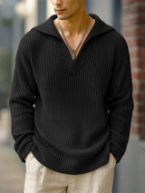 Men's Knit Textured Pullover Long Sleeve Sweater SKUL28247