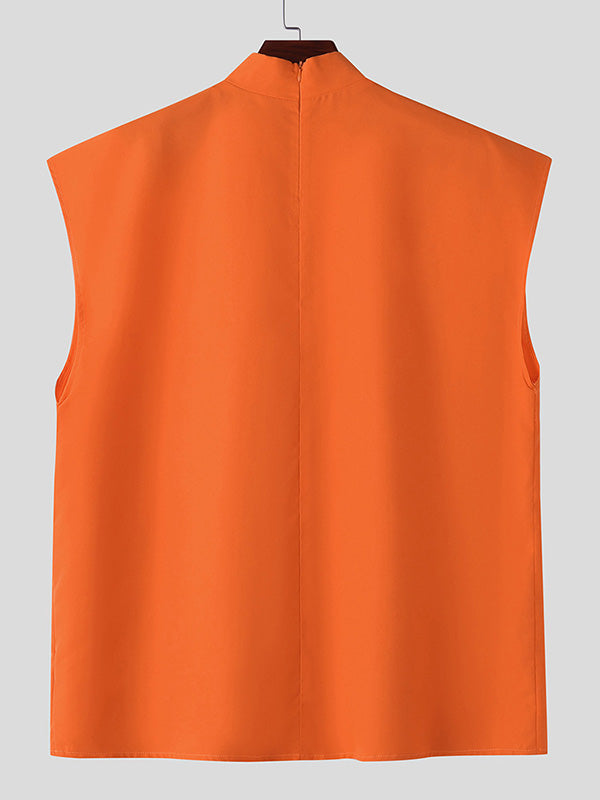 Mens Solid Color Zipper Wide-Shoulder Tank SKUK99014