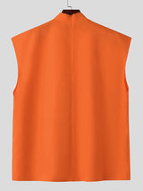 Mens Solid Color Zipper Wide-Shoulder Tank SKUK99014