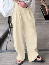 Mens Solid Color Loose Textured Casual Pant SKUL15603