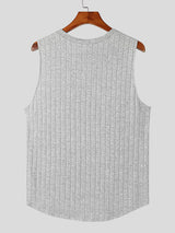 Mens Solid Color Striped Sleeveless Tank SKUK73577