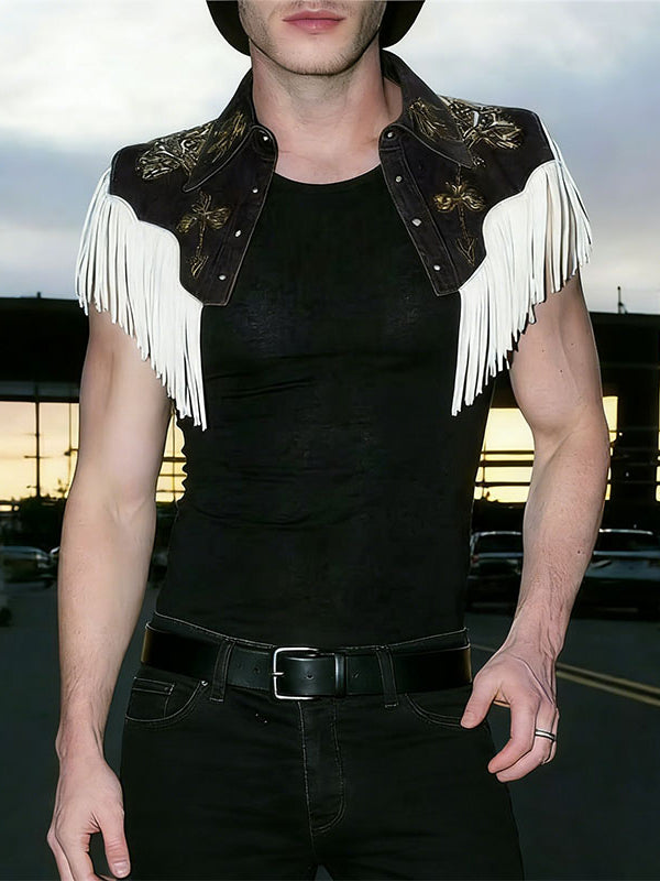 Men's Deconstructed Tassel Embroidery Shirt SKUL25112