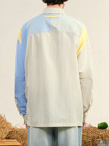 Men's Striped Color Block Casual Long Sleeve Shirt SKUL22483