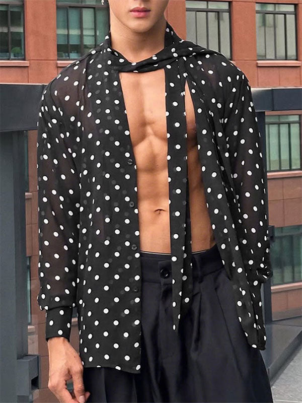 Mens Polka Dot Print Long Sleeve Shirt SKUK99046