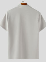 Men's Solid Color Waffle Short Sleeve Shirt SKUL36439