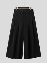 Mens Solid Pleated Casual Wide Leg Pants SKUK32792