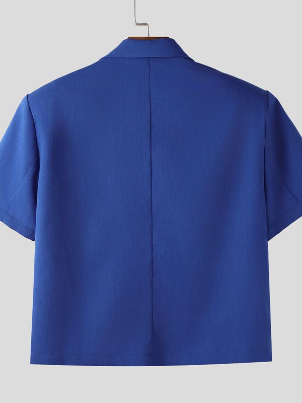 Men's Solid Color Short Sleeve Casual Blazer SKUL42247