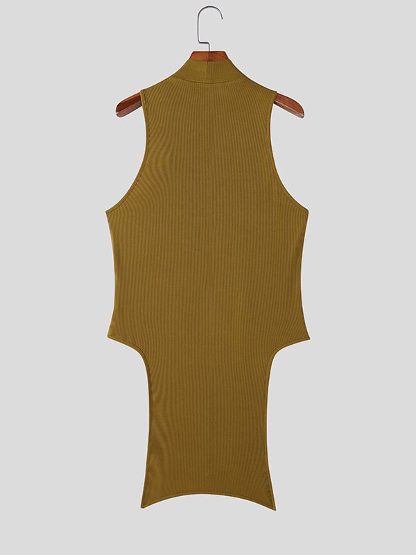 Men's Street Style Deconstructed Zipper Tank SKUL46243