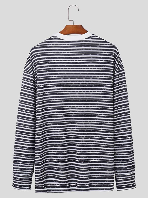 Mens Colorblock Striped Long-Sleeve T-Shirt SKUK73584